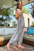 Sandbar Linen Blend 3 Button Dip Side Waistcoat Mocha
